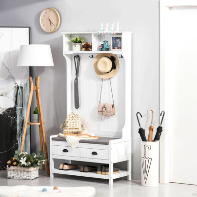 Arbre d'entrée Cathryn avec banc et rangement pour chaussures