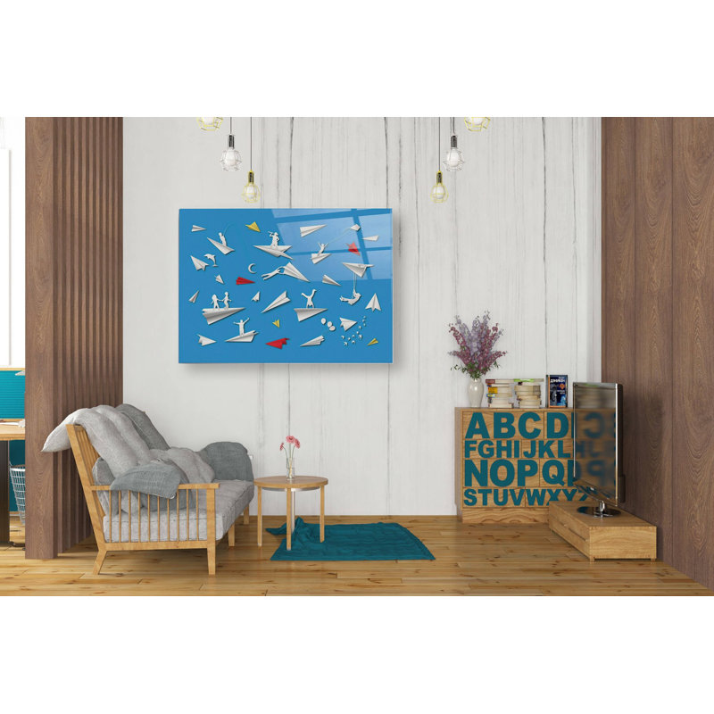 «Paper Planes», art mural en verre acrylique, H 24 po x l 36 po x P 0,2 po