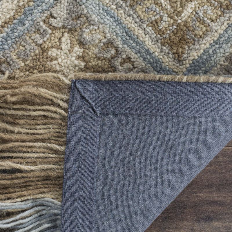 Tapis beige en laine / coton touffeté à la main Ferrera, Tapis de couloir 2 pi 3 po x 8 pi