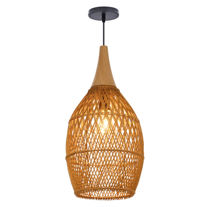 Corlyn 1 - Light Natural Geometric Pendant, Brown, 19.96" H x 9.06" W x 9.06" D