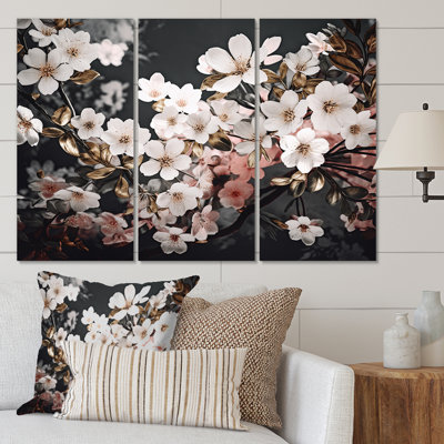 Branche de fleurs de cerisier roses et blanches