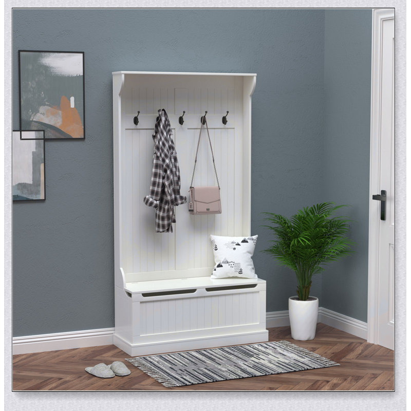 Arbre d'entrée 3-en-1 avec banc de rangement, portemanteau et range-chaussures pour une gestion efficace du vestibule