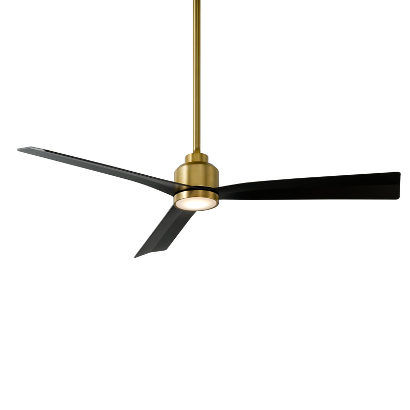 52'' Soft Brass & Matte Black Smart Ceiling Fan with Remote