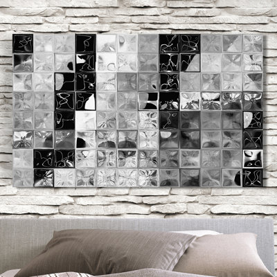 «Shades of Graytile Mosaic», reproduction d'art sur toile encadrée