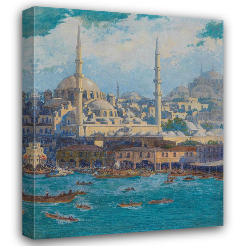 «A View of Istanbul» par Circle Of Max Frederic Rabes - Art mural sur toile tendue avec châssis, H 18 po x l 14 po