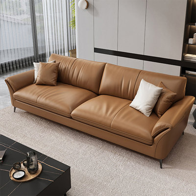 Orange Genuine Leather Standard Sofa cushion Loveseat