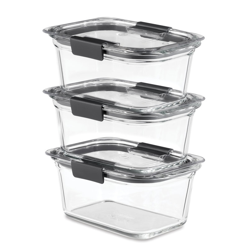 Contenants de nourriture en verre Rubbermaid Brilliance avec couvercles, 4,7 tasses, paquet de 3 (6 pièces au total)