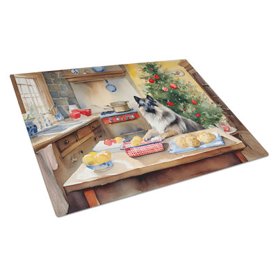 Keeshond Christmas Cookies Glass Cutting Board