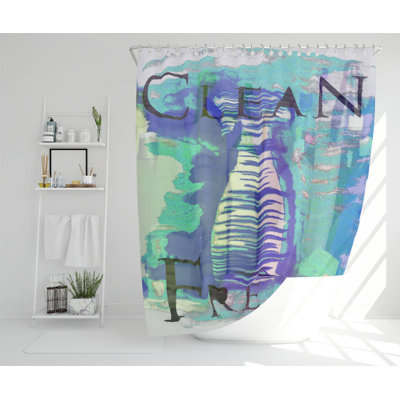Clean Freak Blue Designer Shower Curtain