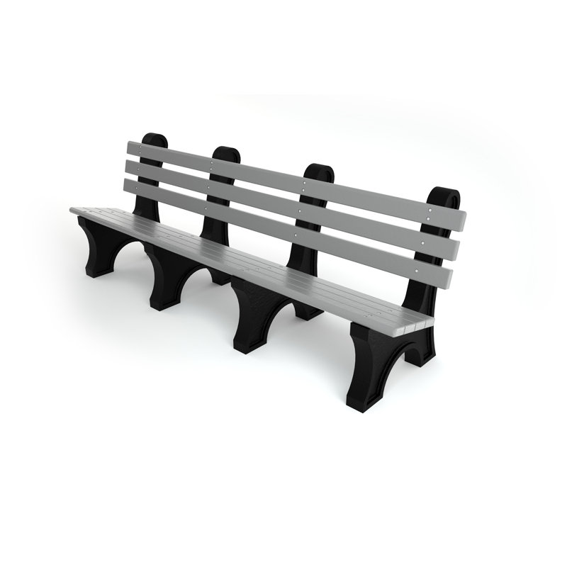 Banc de parc en plastique recyclé Wetzel, Aucune, 8', Gris