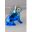 Statue de bouledogue français peint en résine bleue et argentée, taille: 7 po x 3 po x H 7 po