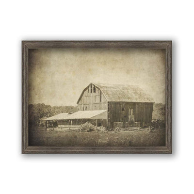 Old Farm, Old Barn par Hal Halli. Impression sur papier - Montée et encadrée avec de l'acrylique transparent