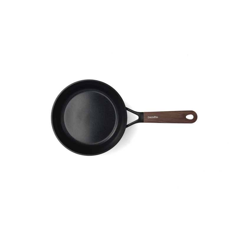 GreenPan Eco Smartsape Aluminium Non Stick Frying Pan with Dark Wood Patterned Handle, 20Cm