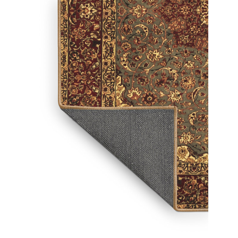 Tapis oriental brun / rouge en laine et polyester tissé à la machine 7 pi x 10 pi Brorfelde