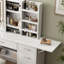 Bureau de coiffeuse Fashion avec miroir et lumières pour le maquillage avec tablettes ouvertes et chaise