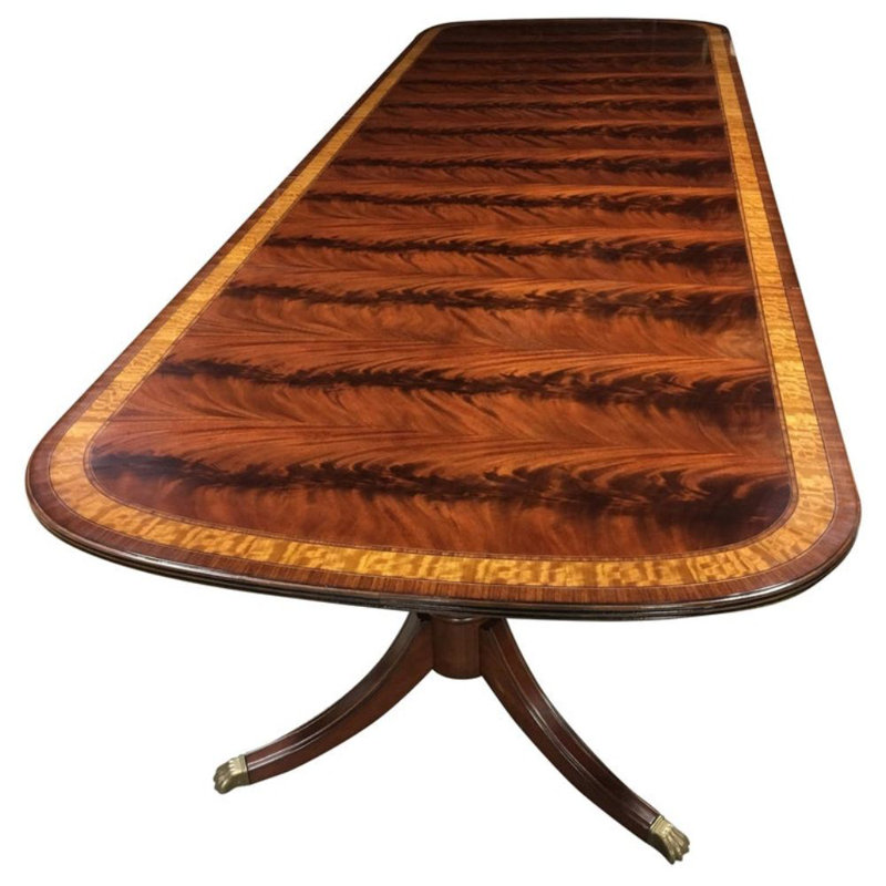 Multi-Banded Mahogany Dining Table