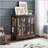 Retro Antique LED Curio Display Cabinet With Adjustable Shelves And Lattice Doors-1907276394