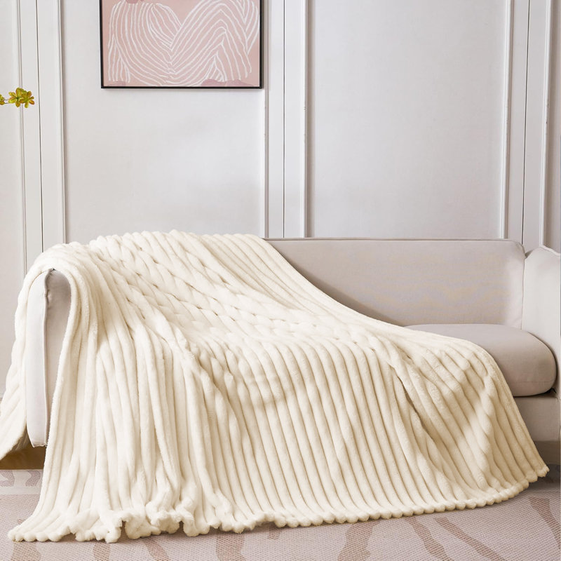 Léger à rayures - jeté en molleton doux de 300 g / m², couverture à rayures décorative et cadeau pour canapé, lit, canapé et salle de climatisation.