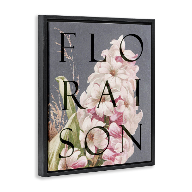 Cadre flottant Floraison, par Lil 'Rue, Cadre flottant noir de jais, H 21 po x l 17 po