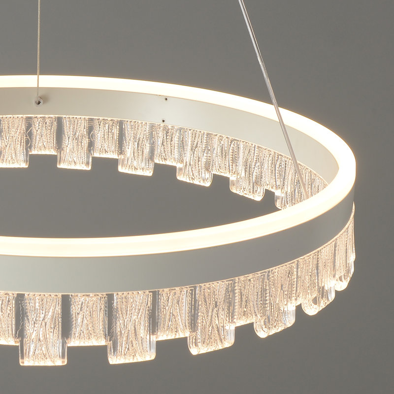 Stockham 1-Light Chandelier Round Circle LED Kitchen Island Pendant Remote Dimming, White
