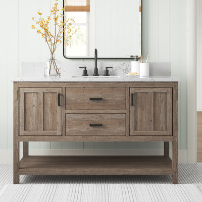 Marissa 54'' Free Standing Single Bathroom Vanity with Engineered Stone Top