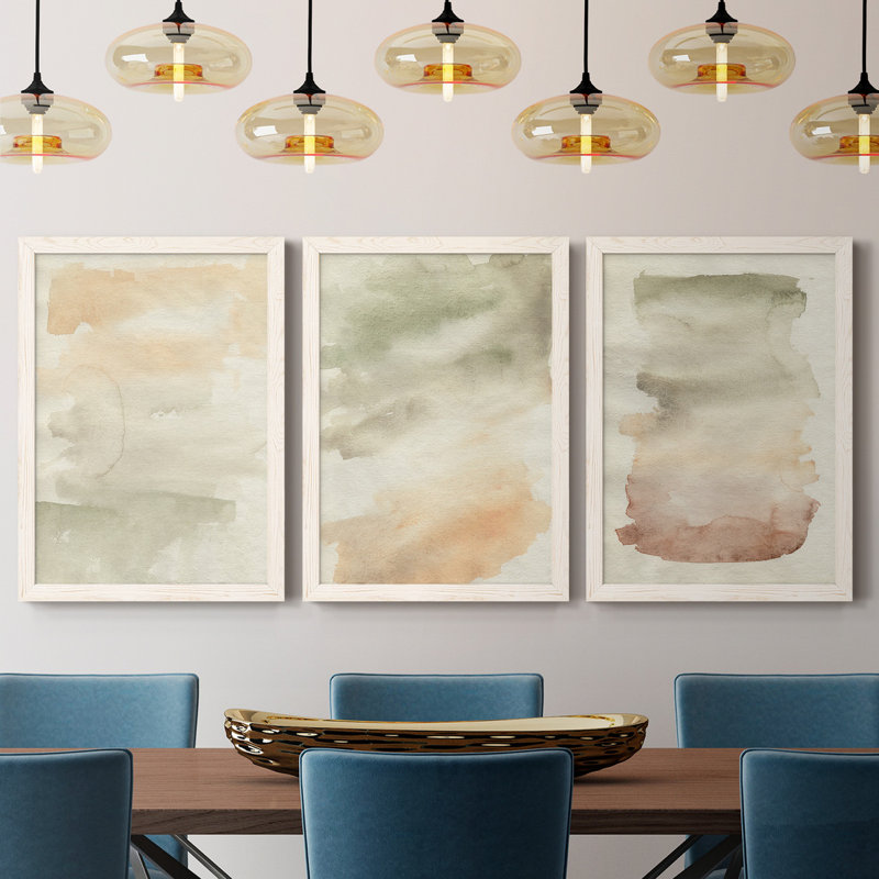 «Garden Treillage Blueprint I», ensemble de 3 peintures sur toile encadrées, Blanc, H 37,5 po x l 82,5 po x P 1,5 po