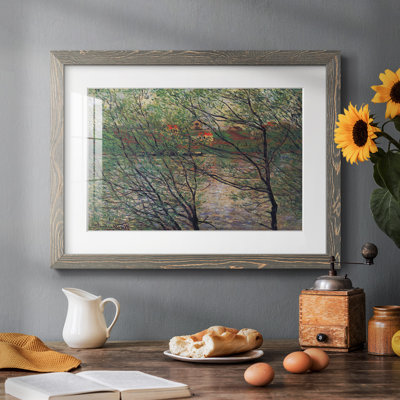 His Bank, The Ile De La Grande Jatte by Claude Monet - Fine Art Reproduction, Matted and Framed Under Acrylic Glass, Large Living Room Wall Art