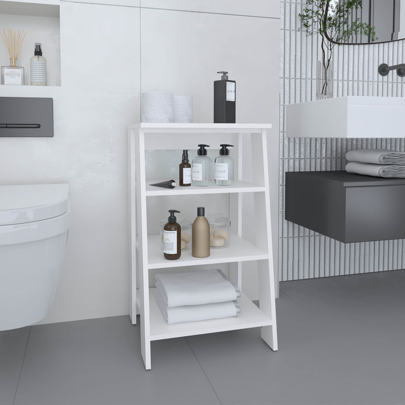 Linen Cabinet 29.7"H, Four Shelves, Vertical, White, White