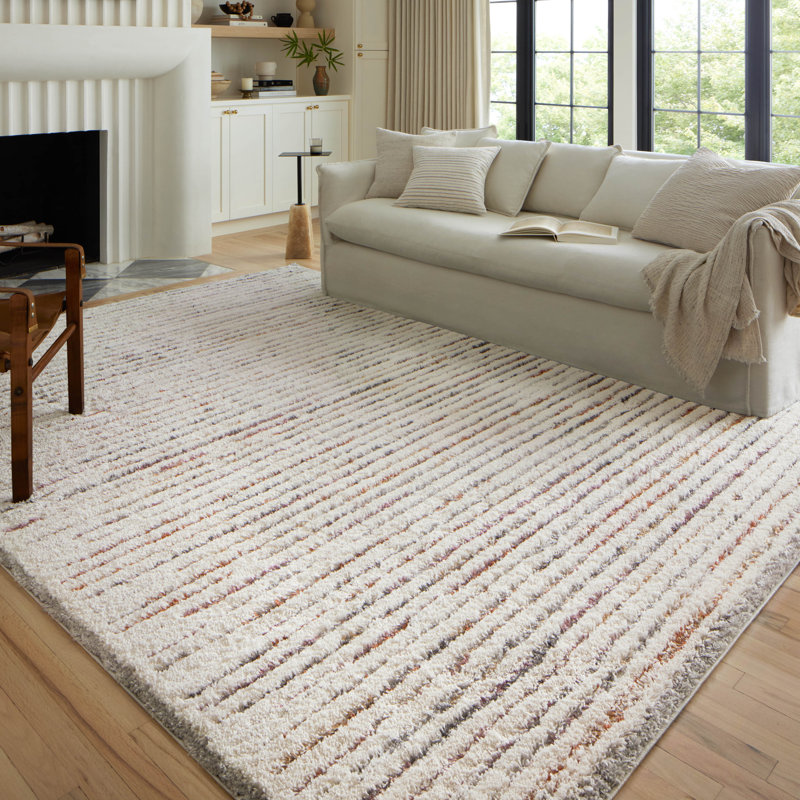 Tapis ivoire tissé à la machine Aurya, Carré 1 pi 6 po