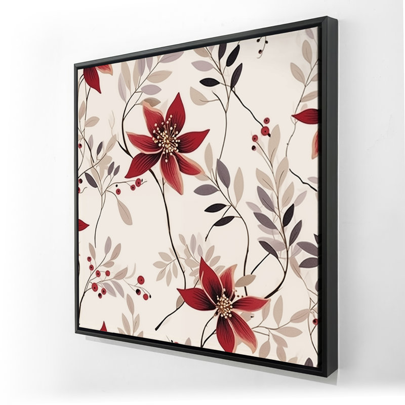 Motif de fleur rouge - toile encadrée blanche