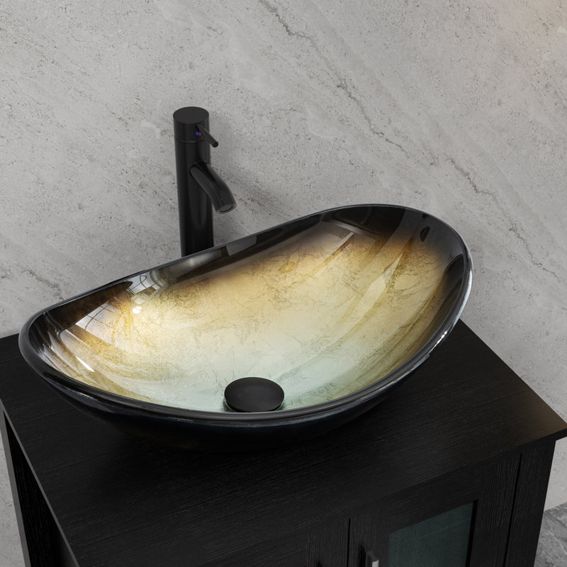 Lavabo de salle de bain en verre teinté 21 ", Champagne