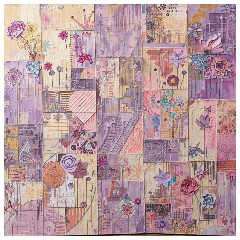 Geometric Floral Collage Comforter, Twin Extra Long