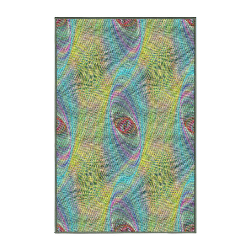 Tapis à motifs bleu / jaune, Rectangulaire 2 pi x 4 pi