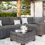 Canapé d'angle modulaire extérieur 5 places en résine tressée PE avec accoudoirs larges et table en verre, résistant aux intempéries-98782548