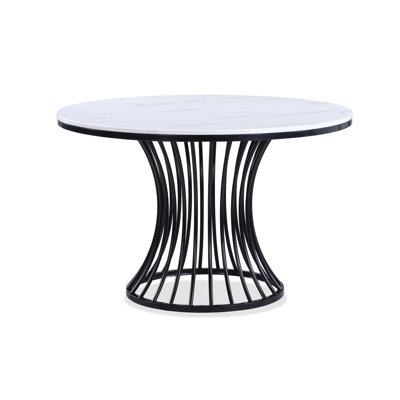 Finition noire de table de salle à manger en faux marbre blanc 1Pc