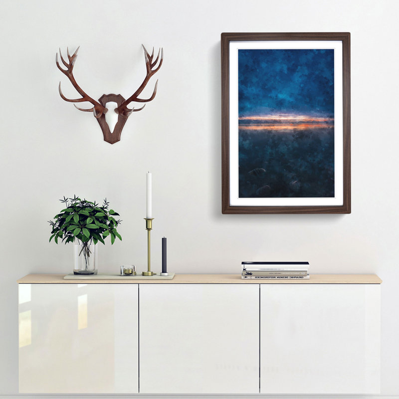 Horizon on the Beach - Framed Print, 33cm H x 24cm W x 2cm D, Walnut Framed