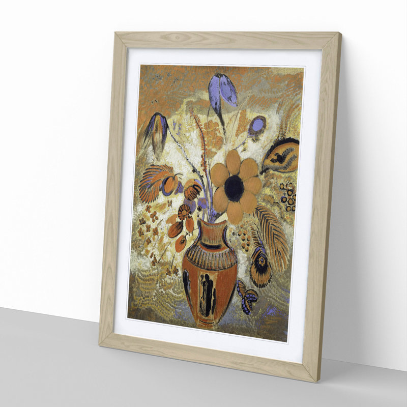Etruscan Vase with Flowers by Odilon Redon - Picture Frame Painting, Oak Framed, 48cm H x 36cm W x 2cm D