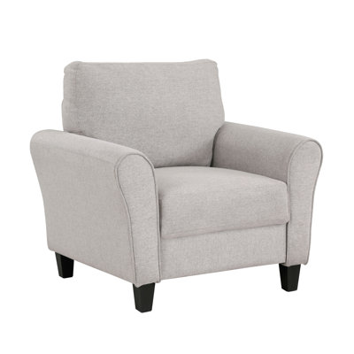 Sand Color Textured Fabric Living Room Chair, Modern Style, Solid Wood Construction, Foam Padding And Pocket Coils, Attached Back Cushion Hued Upholstered Frame, With For