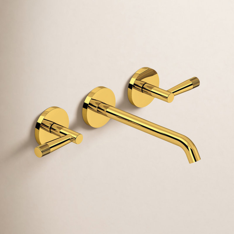 Amahle Wall Mounted Bathroom Faucet, Unlacquered Brass