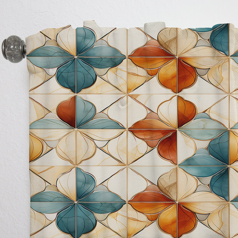 Harmonie de carreaux damassés Earth Tones - rideau en velours bohémien - obscurcissant - 1 panneau, L 52 po x L 108 po