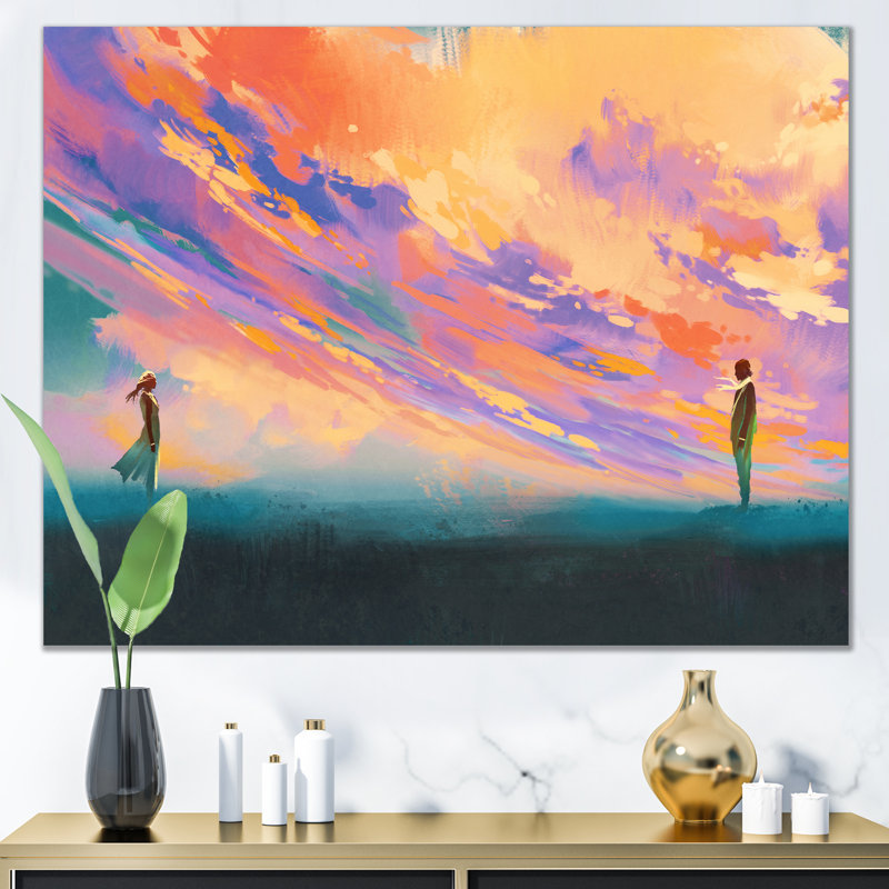 Jeu vidéo Fantasy Couple In Love - Décoration murale moderne sur toile, H 12 po x l 20 po x P 1 po, Toile tendue