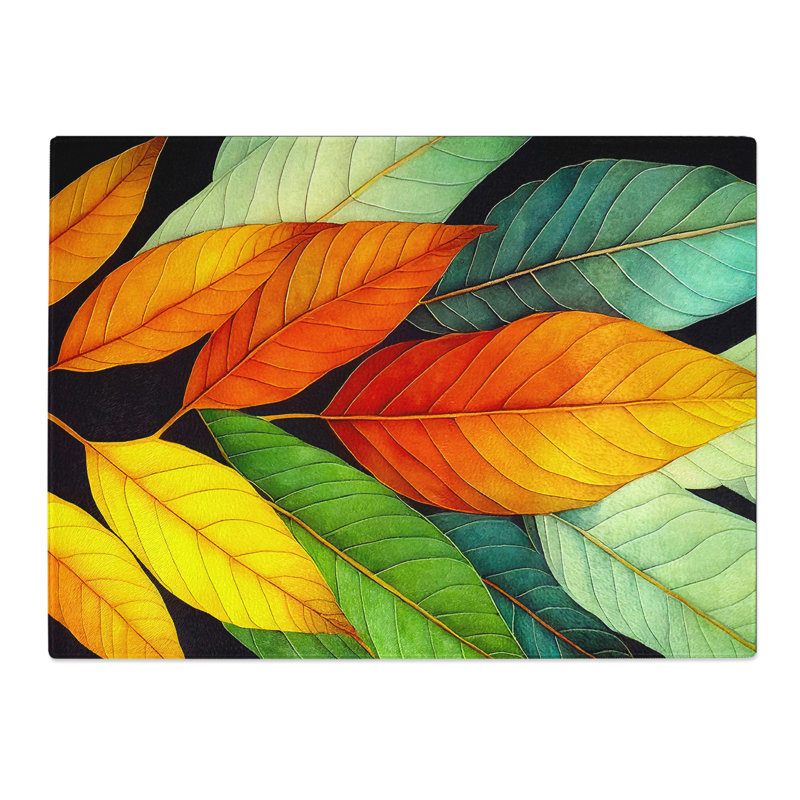 Colourful Leaves No.3  Glass Chopping Board