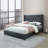 Joshual Upholstered Fabric Tufted, Platform Bed, Fully Slates in Balck-1802573176