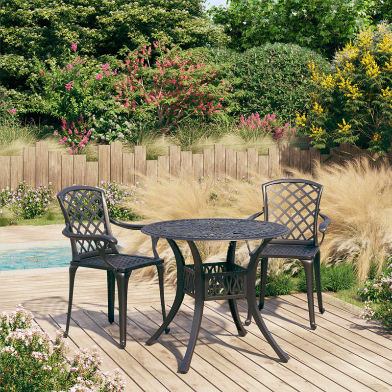 Minda Round 2 - Person Aluminum Bistro Set, Black