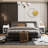Usmon Modern Nightstand with Glass Door,Metal Side Table,Bedside Table With Flip-Top Storage-1869533236