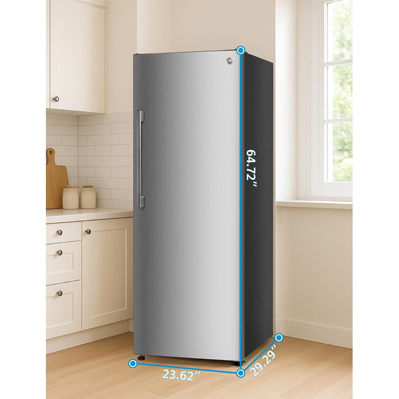 Commercial Cool 11.1 Cu. Ft. Convertible Freezer Refrigerator, Upright Fridge with Glass Shelves, Reversible Door, ENERGY STAR rated, Auto Defrost, CCUC1110GS, Stainless Look
