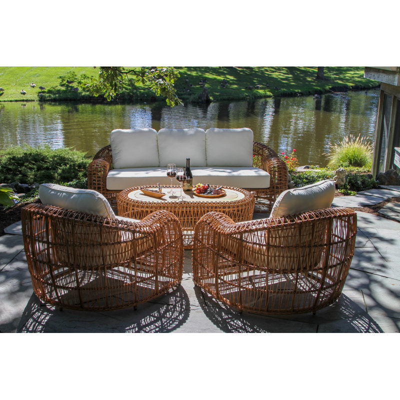 Alyshia 4 Piece Sofa Set with Sunbrella Cushions