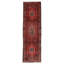 Tapis de couloir unique en laine noué à la main de style années 2000 de 3 pi 3 po x 9 pi 5 po en rouge / beige / bleu marine Angelicamaria