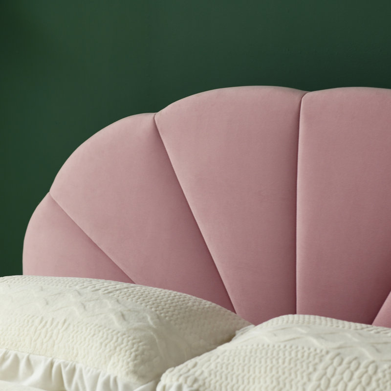 Tête de lit plateforme capitonnée Deeb, Grand, Velours rose