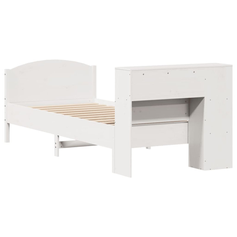 Bookcase Bed Without Mattress Solid Wood Pine, 81 x 219.5 cm, White